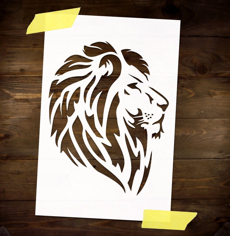 lion head stencil reusable diy craft mylar big size stencil etsy