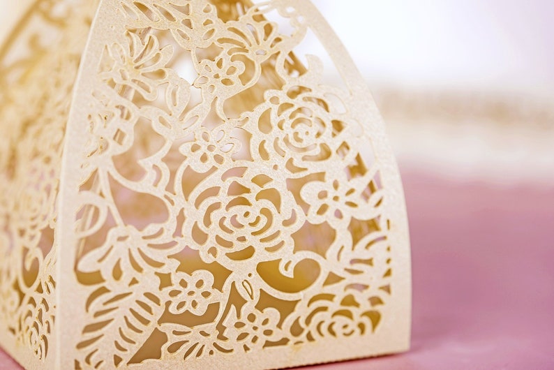 50pcs Laser Cut Rose Gift Boxes with 50 Ribbons Etsy