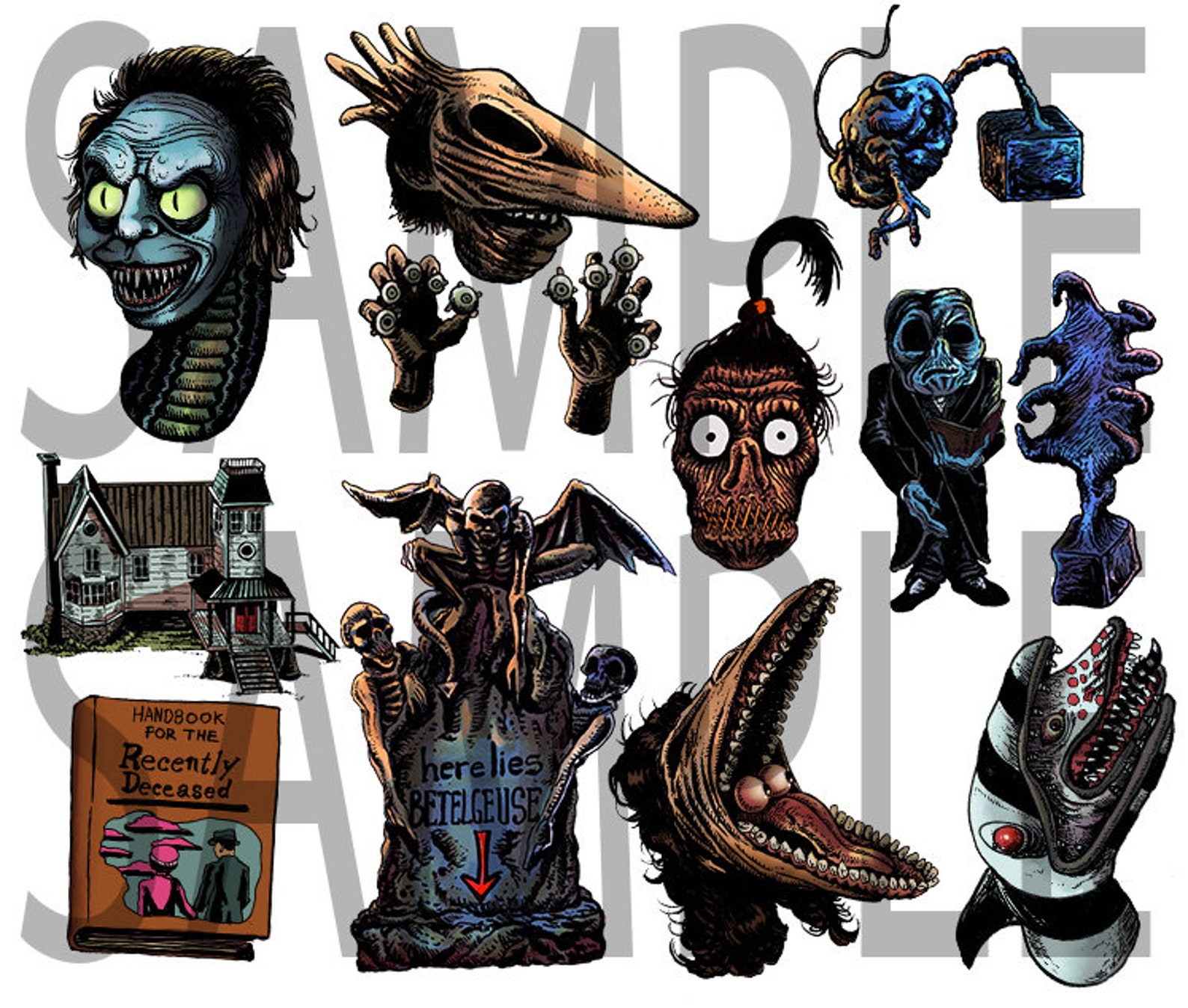BEETLEJUICE printable horror clipart halloween stickers | Etsy