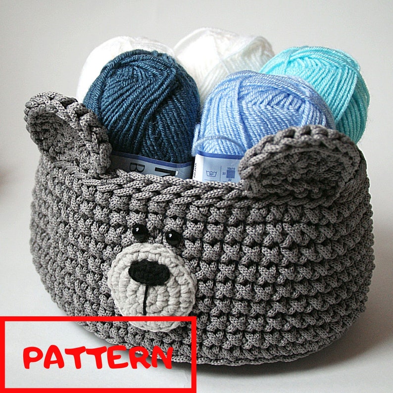 Bear Basket crochet PATTERN for woodland nursery decor Etsy