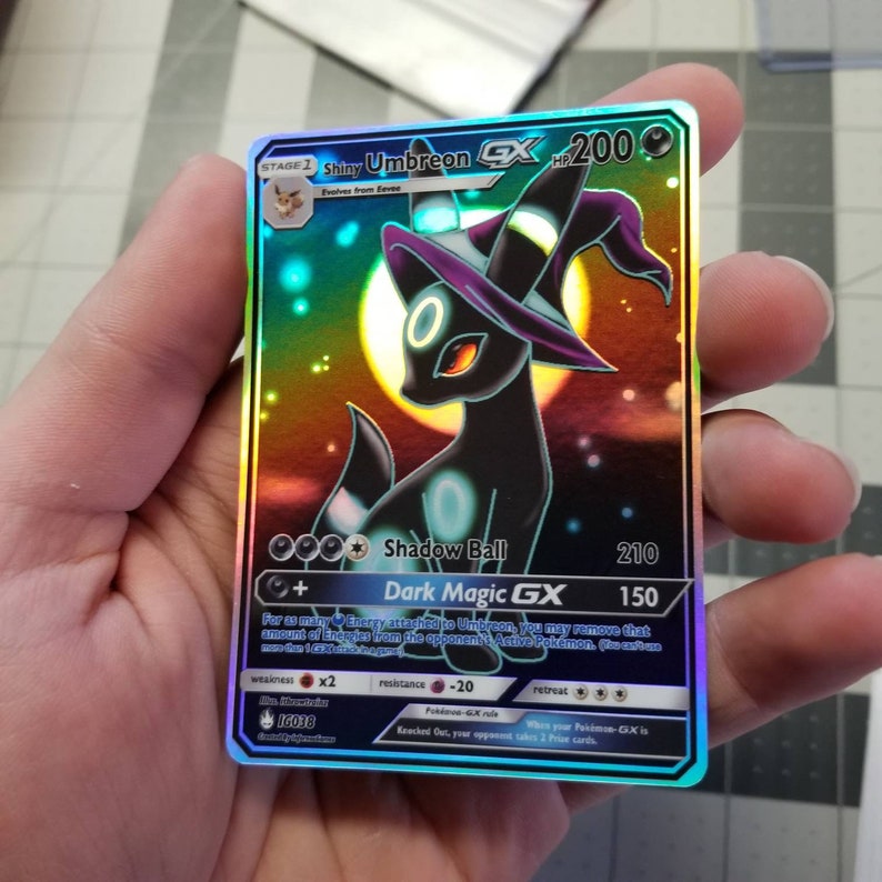 Shiny Witch Hat Umbreon GX Full Art Rainbow Holo Custom Orica | Etsy