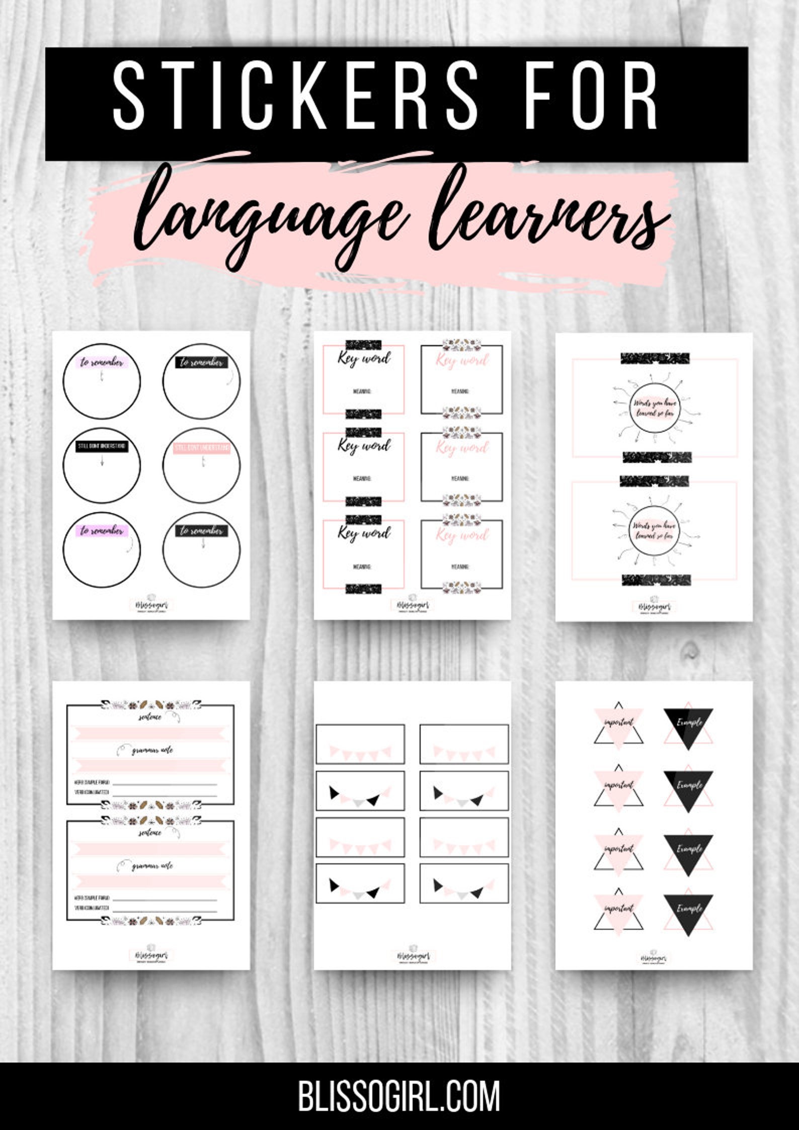 Set of Stickers for Language Learners Etsy