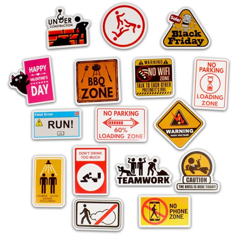 50 Pcs Pack Warning Danger Stickers Waterproof Set For Bumper Etsy