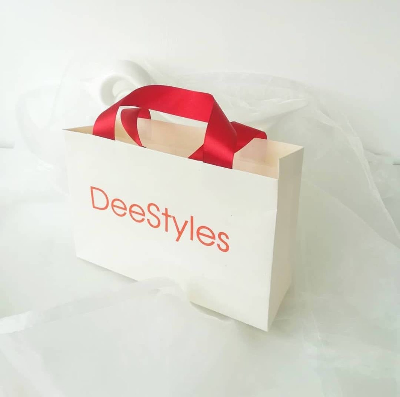 Logo gift Bags with black satin ribbon handles Custom Etsy