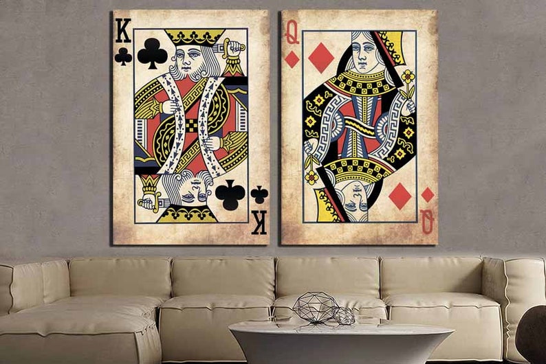 King and queen Wall art canvas Playing card print Wedding gift | Etsy