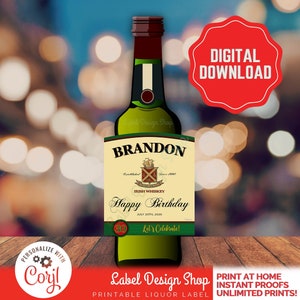 PRINTABLE 750ML Jameson Whiskey Label Jameson Label Custom | Etsy