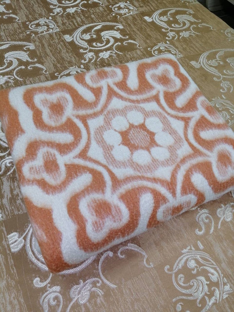 Vintage from 8090s boiled wool blanket made in USSR / Russian Etsy