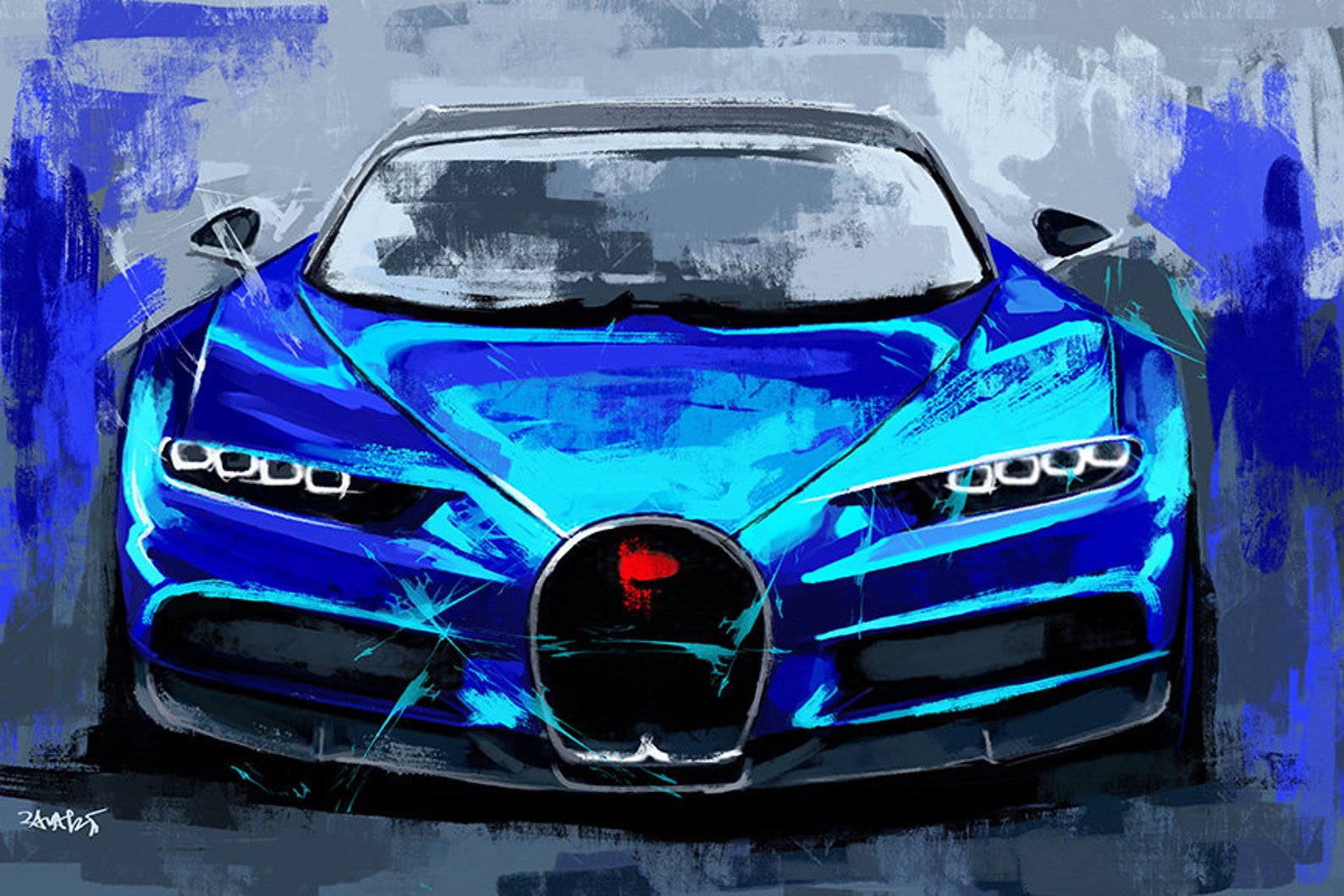 Bugatti art print Chiron Bugatti classic Painting | Etsy