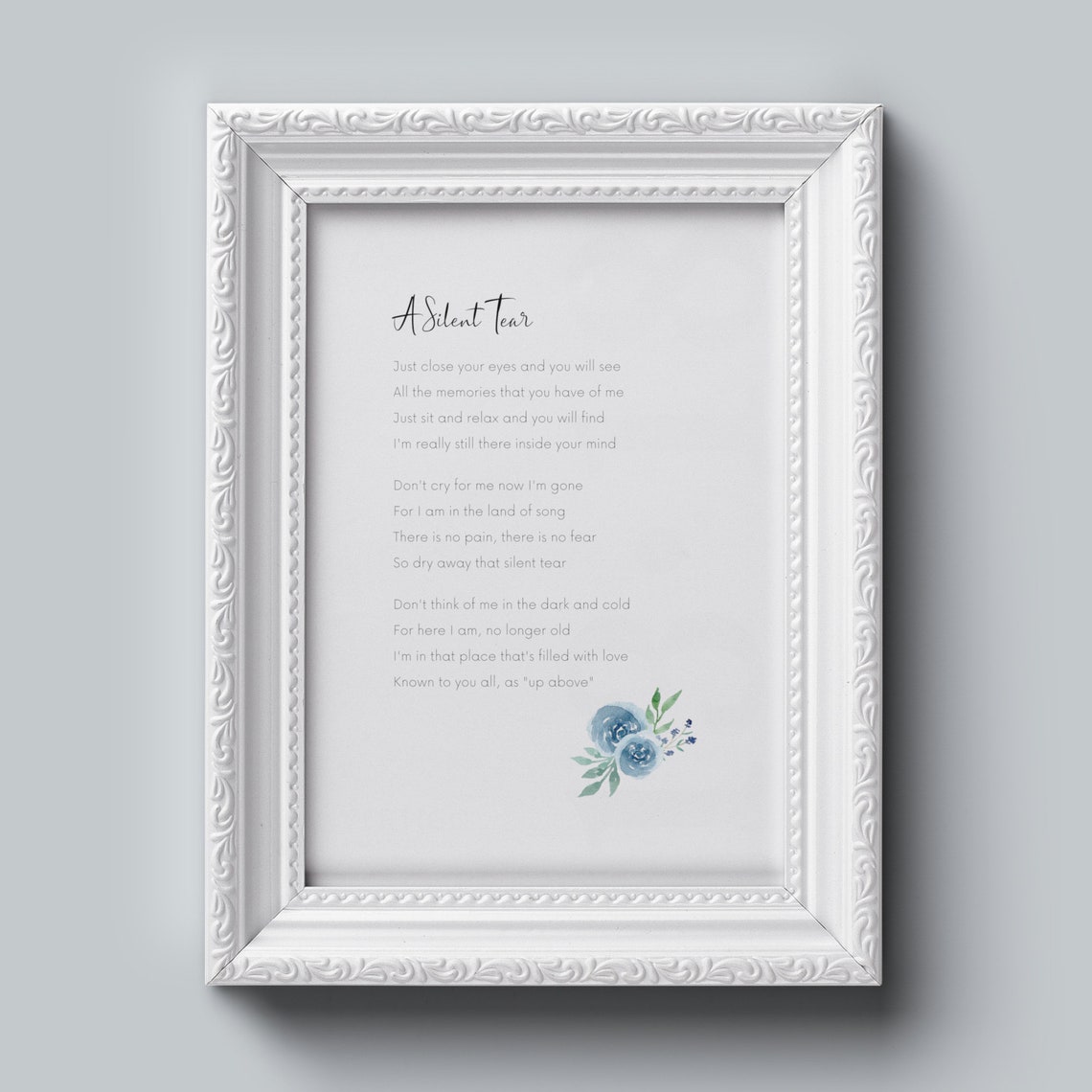 A Silent Tear Printable Poem Condolences Gift Sympathy | Etsy