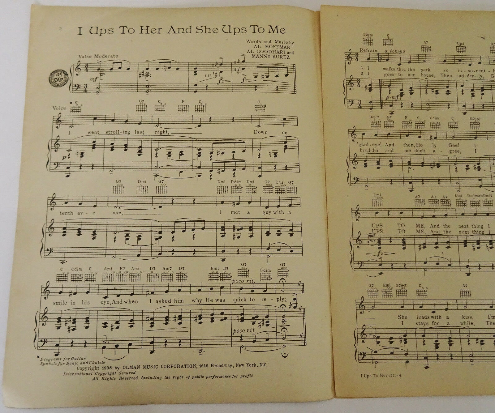 I Ups To Her And She Ups To Me Vintage Sheet Music 1938 Russ | Etsy