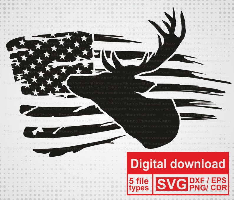 Download Distressed flag american svg. deer head silhouette svg | Etsy