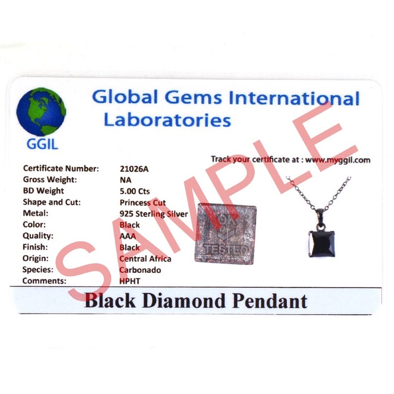 Certified Earth Mined Diamond 2 Ct Black Diamond Solitaire Pendant Princess Cut 925 Sterling Silver Great Brilliance and Elegant Shine!