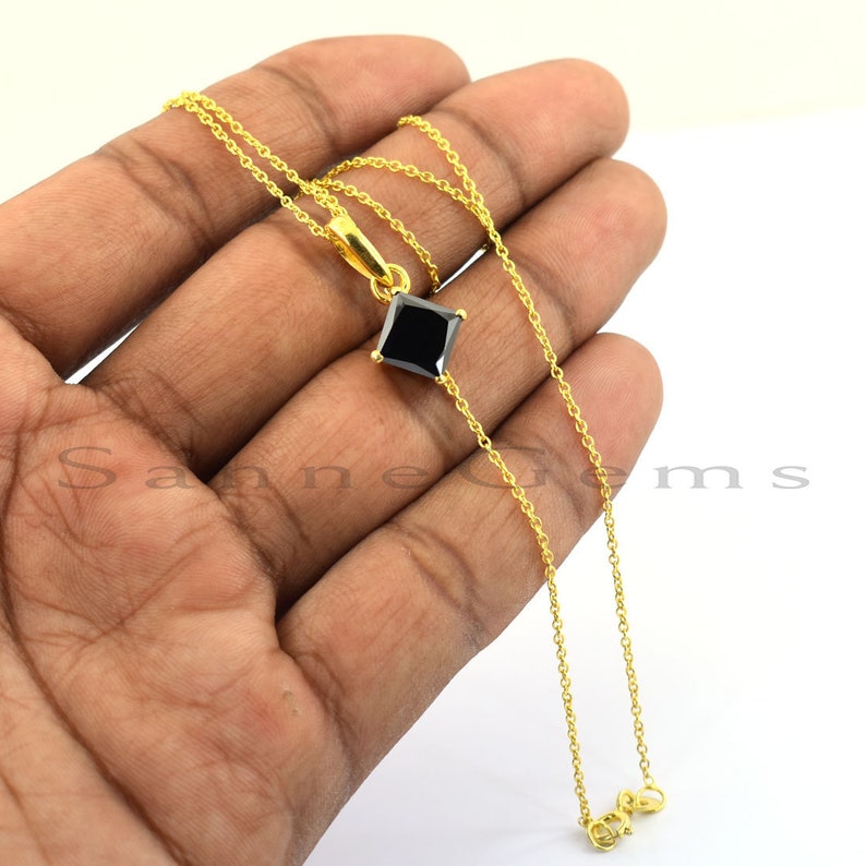 Certified Earth Mined Diamond 2 Ct Black Diamond Solitaire Pendant Princess Cut 925 Sterling Silver Great Brilliance and Elegant Shine!