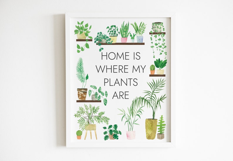 Home is Where My Plants Are Print Plant Poster Houseplant | Etsy