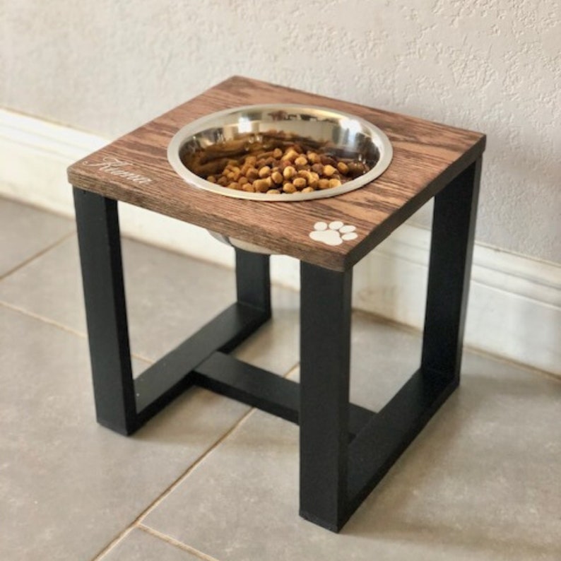 Single Dog Bowl Stand Wood Handmade Etsy