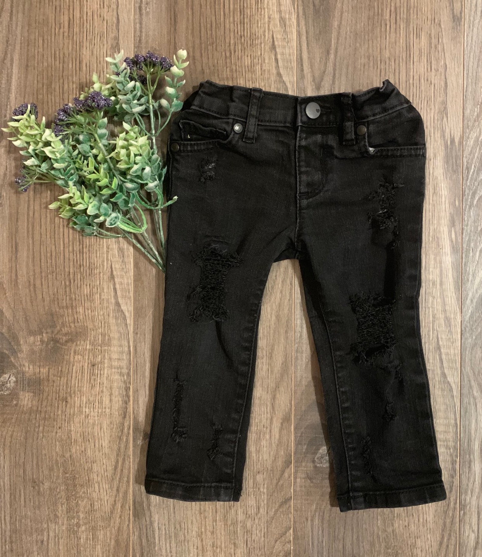 Kids Black Distressed Jeans // Toddler Jeans // Kids Jeans // Etsy