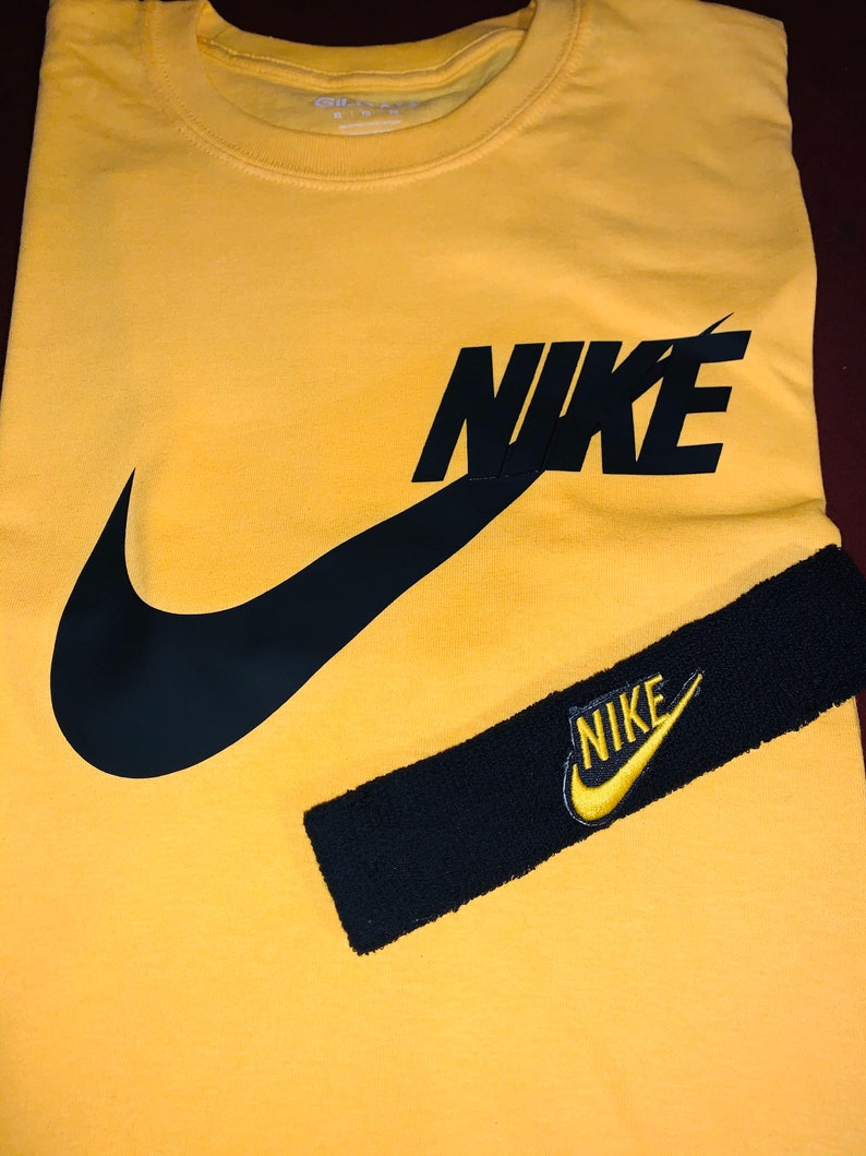 Yellow and black Nike t shirt with headband | Etsy
