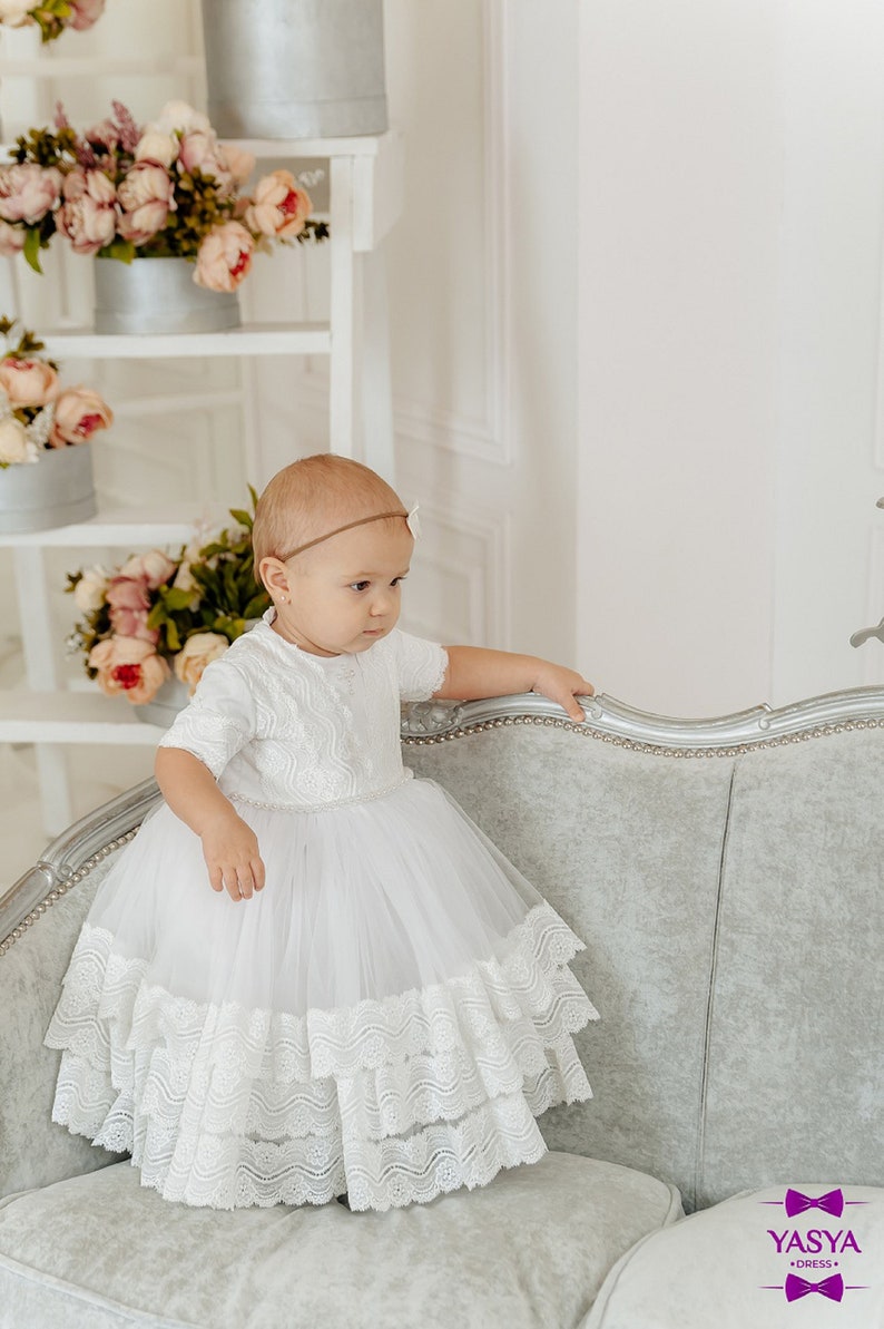 lace christening gown christening dresses for girls White baptism dress for baby girl baby blessing dress baby gift from aunt