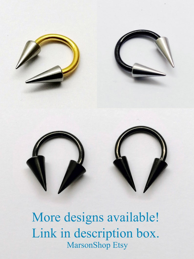 16g Horseshoe Titanium Hypoallergenic barbell Silver color 1.2mm 16g long spikes Circular barbell Free shipping women