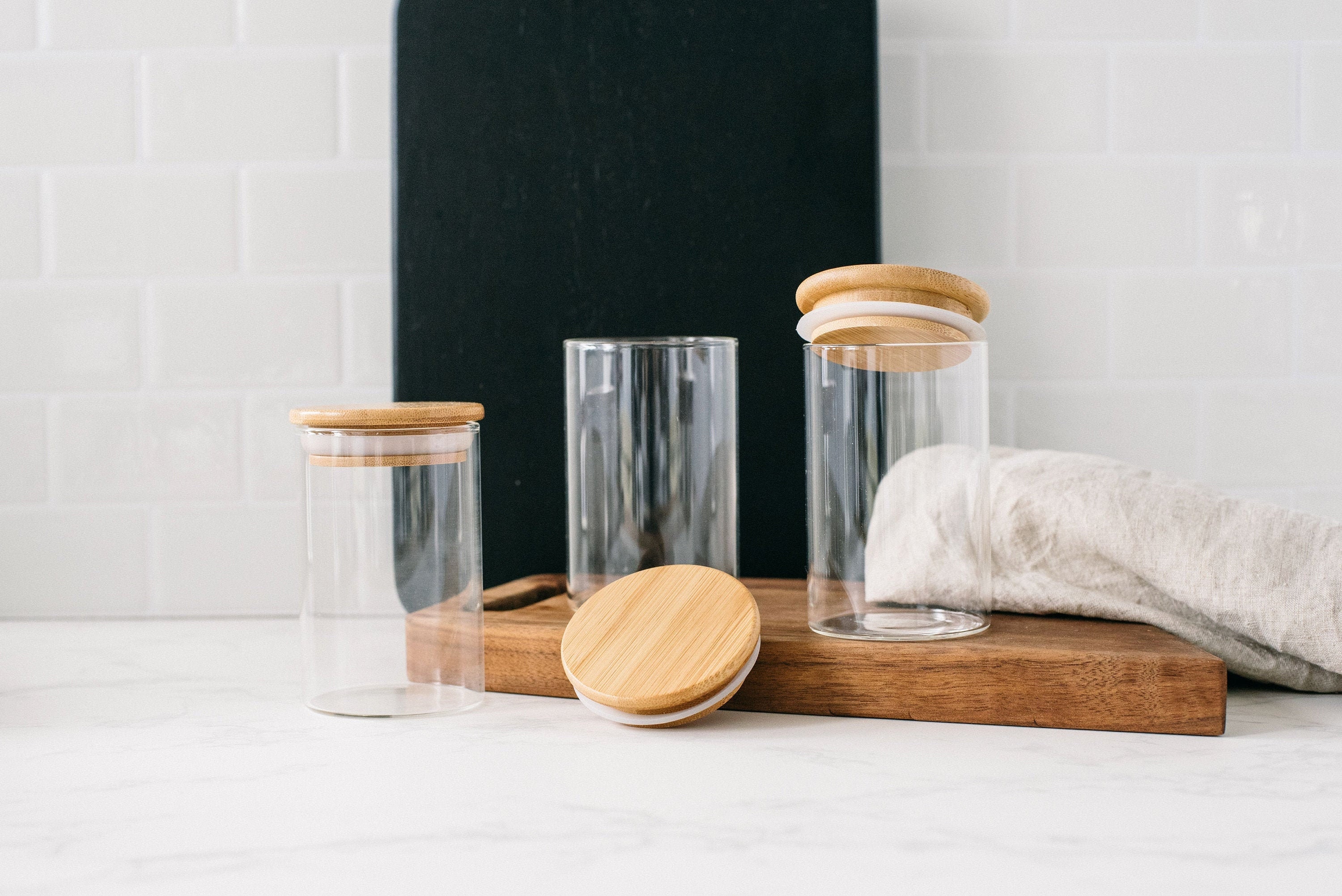 Bamboo Spice Jars Wooden Lid Spice Jars Glass Spice Jars Etsy