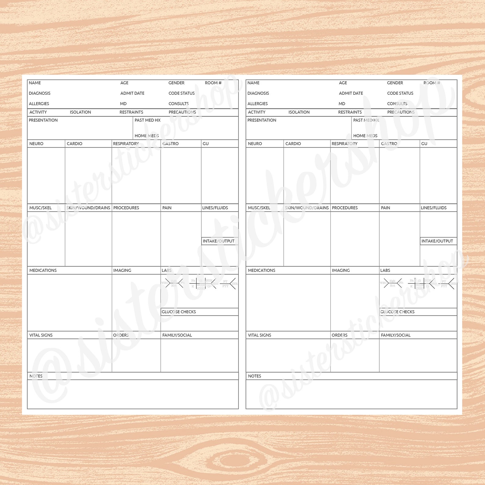 2-Patient Nursing Report Sheet Template Medical-Surgical | Etsy