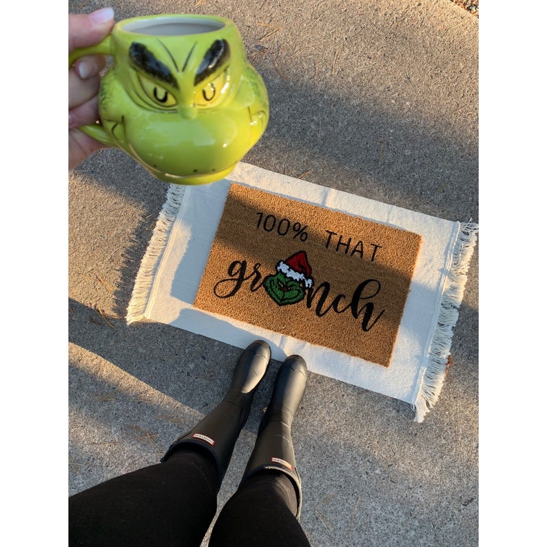 100 That Grinch Christmas Doormat Funny Doormat The Etsy