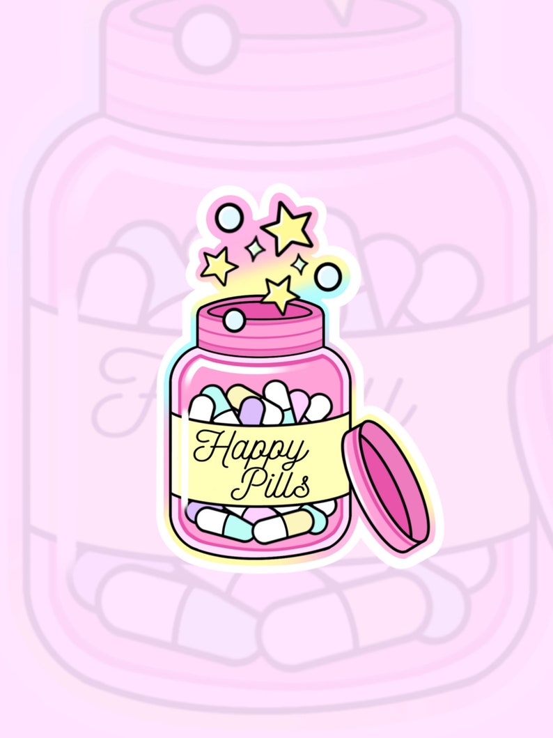 Kawaii Happy Pills Self Care Sticker Nurse Stickers Cute | Etsy