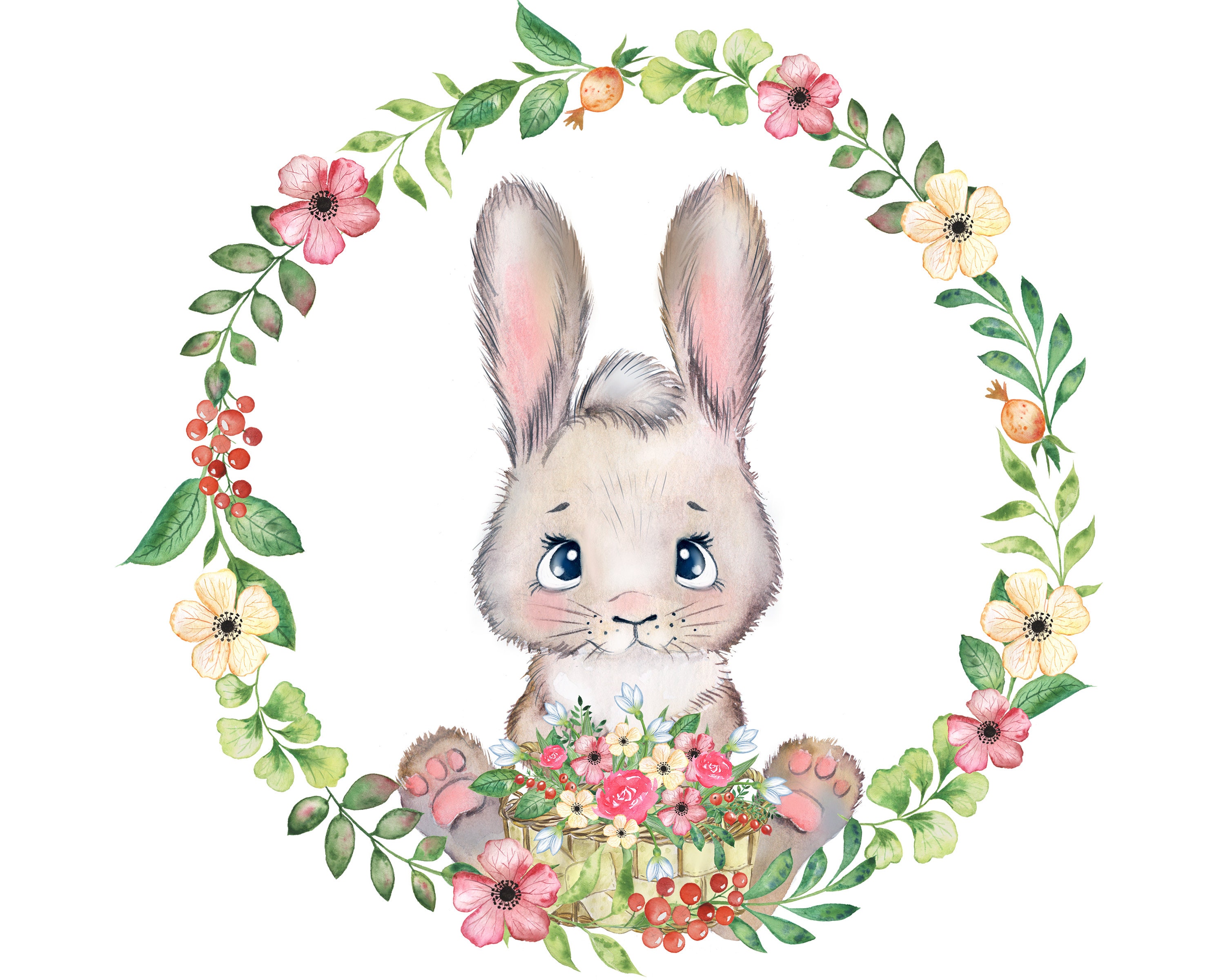 Bunny Watercolor Clipart Rabbit ClipartEaster Bunny Baby | Etsy