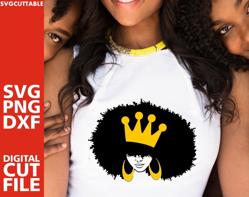 Black girl afro with a crown svg afro lady svg file Africa ...