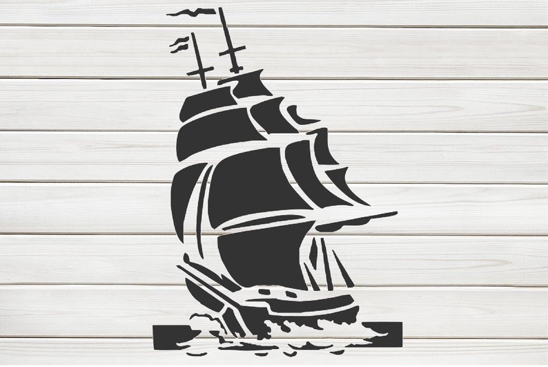 Sailing Ship Boat Stencil Model Template design print Digital Etsy