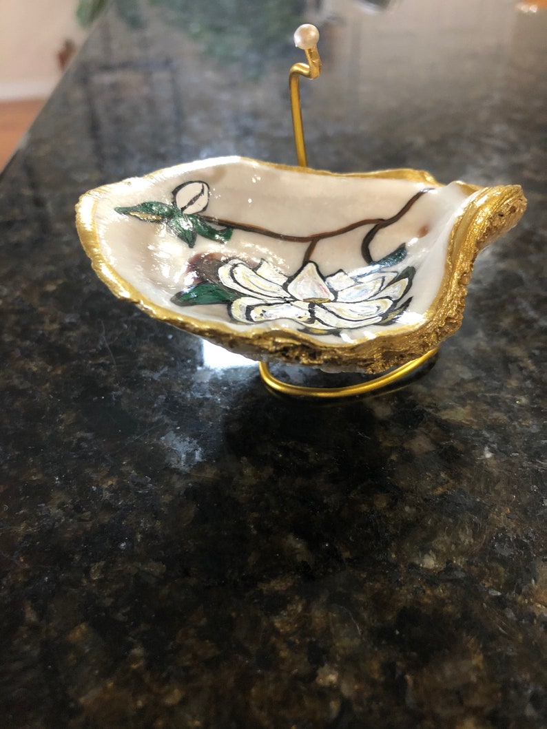 Jewelry Tray Magnolia,Painted Oyster,Ring Dish