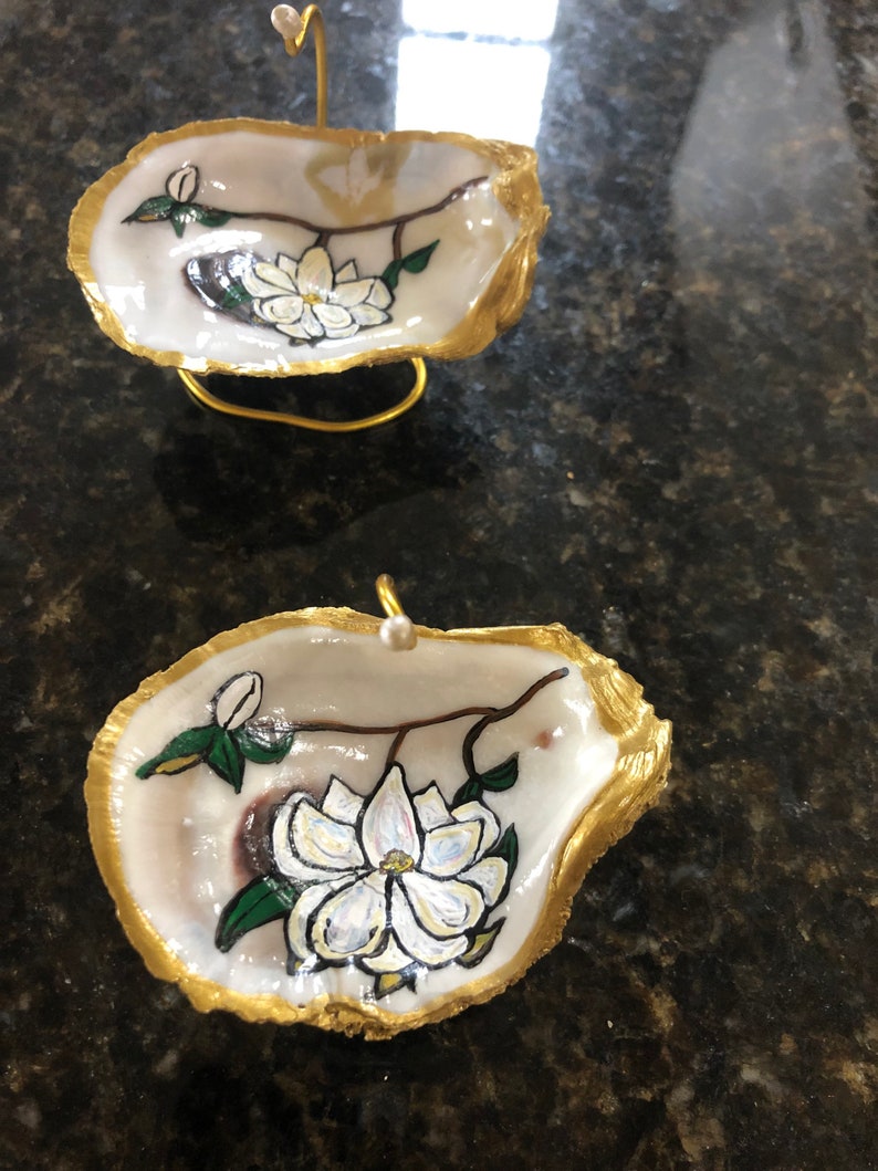 Jewelry Tray Magnolia,Painted Oyster,Ring Dish