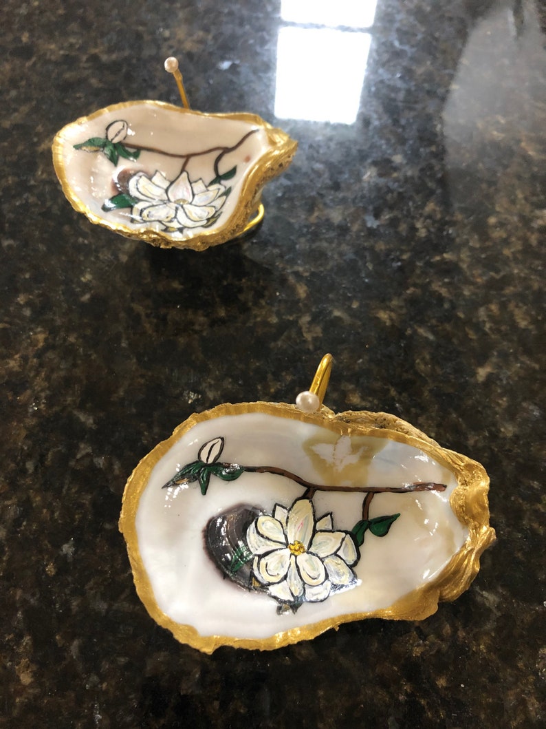 Jewelry Tray Magnolia,Painted Oyster,Ring Dish