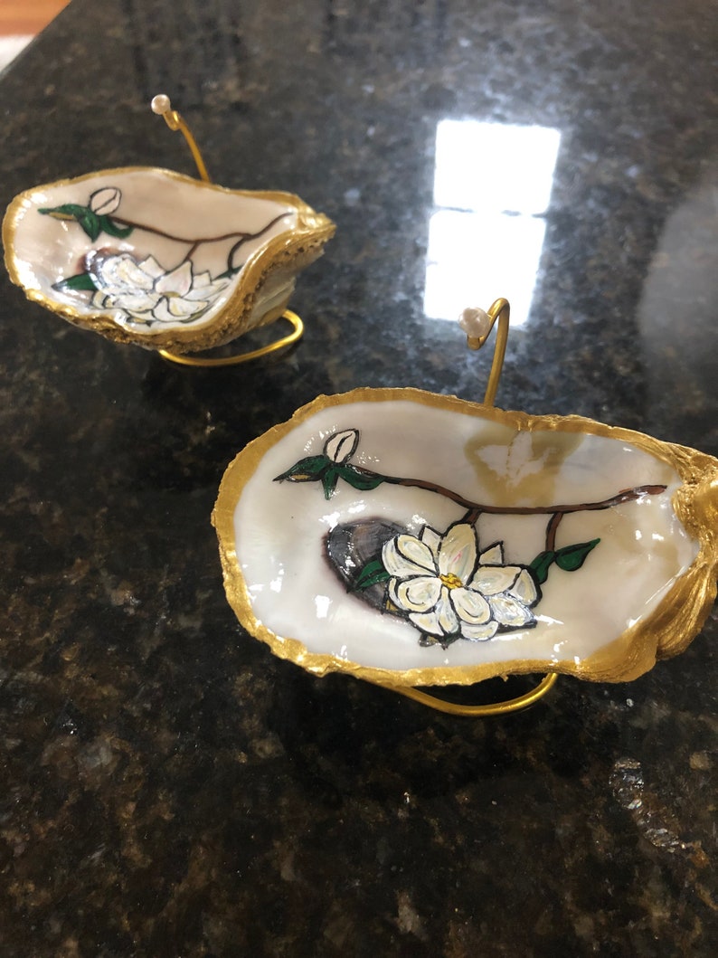 Jewelry Tray Magnolia,Painted Oyster,Ring Dish