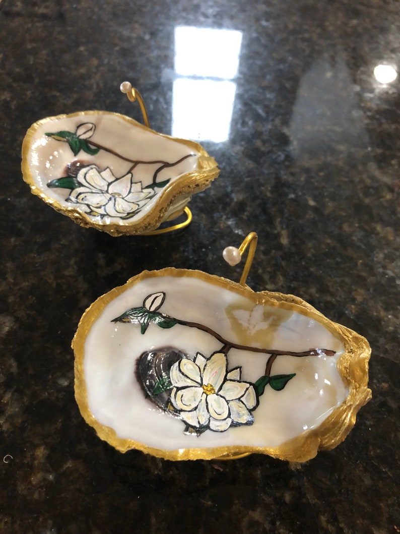 Jewelry Tray Magnolia,Painted Oyster,Ring Dish