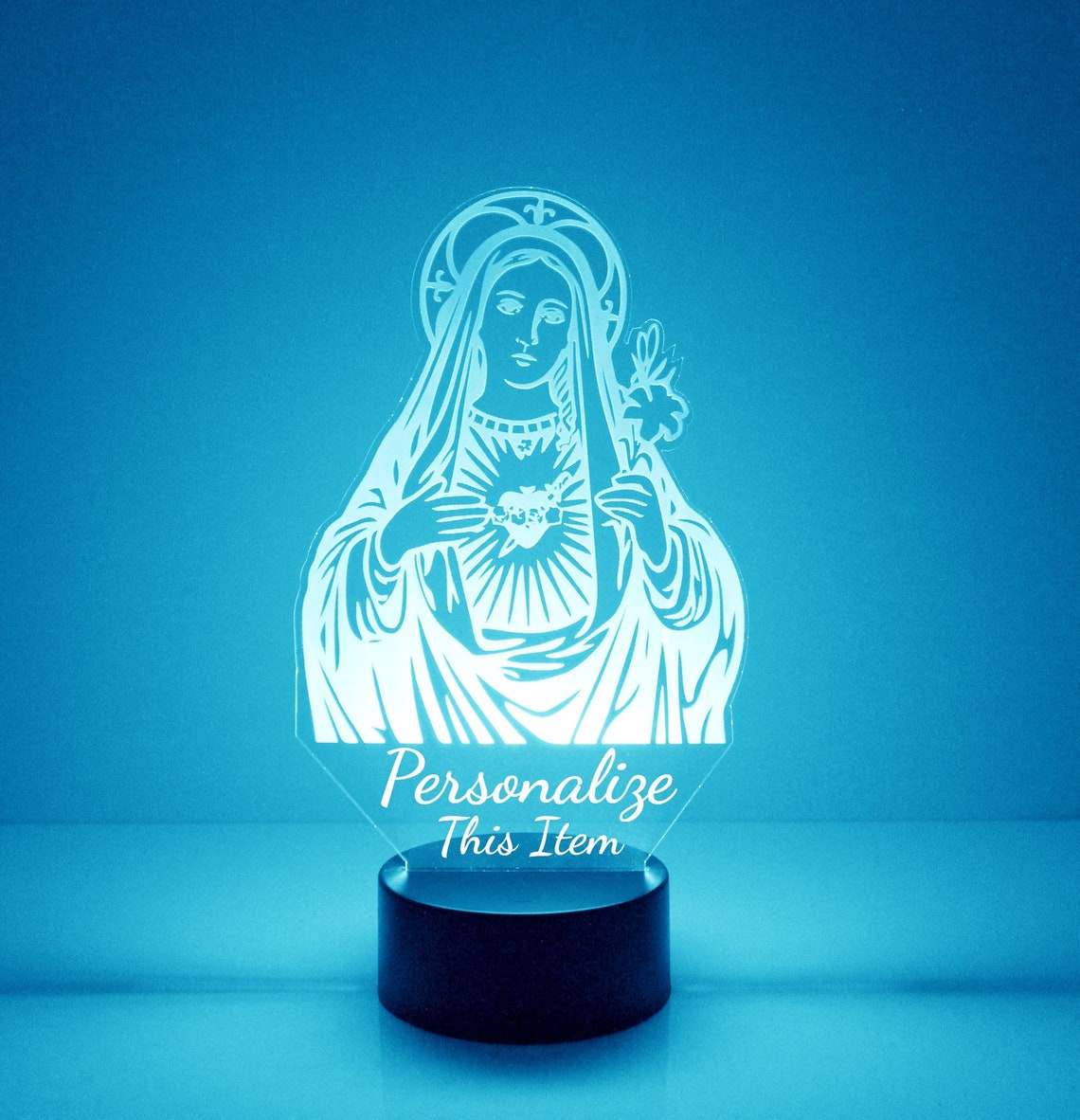 Virgin Mary Night Light Personalized Free LED Night Lamp image 0