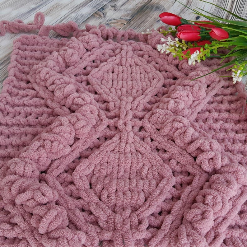 Pattern for knitted baby blankets from yarn loops. Alize puffy Etsy