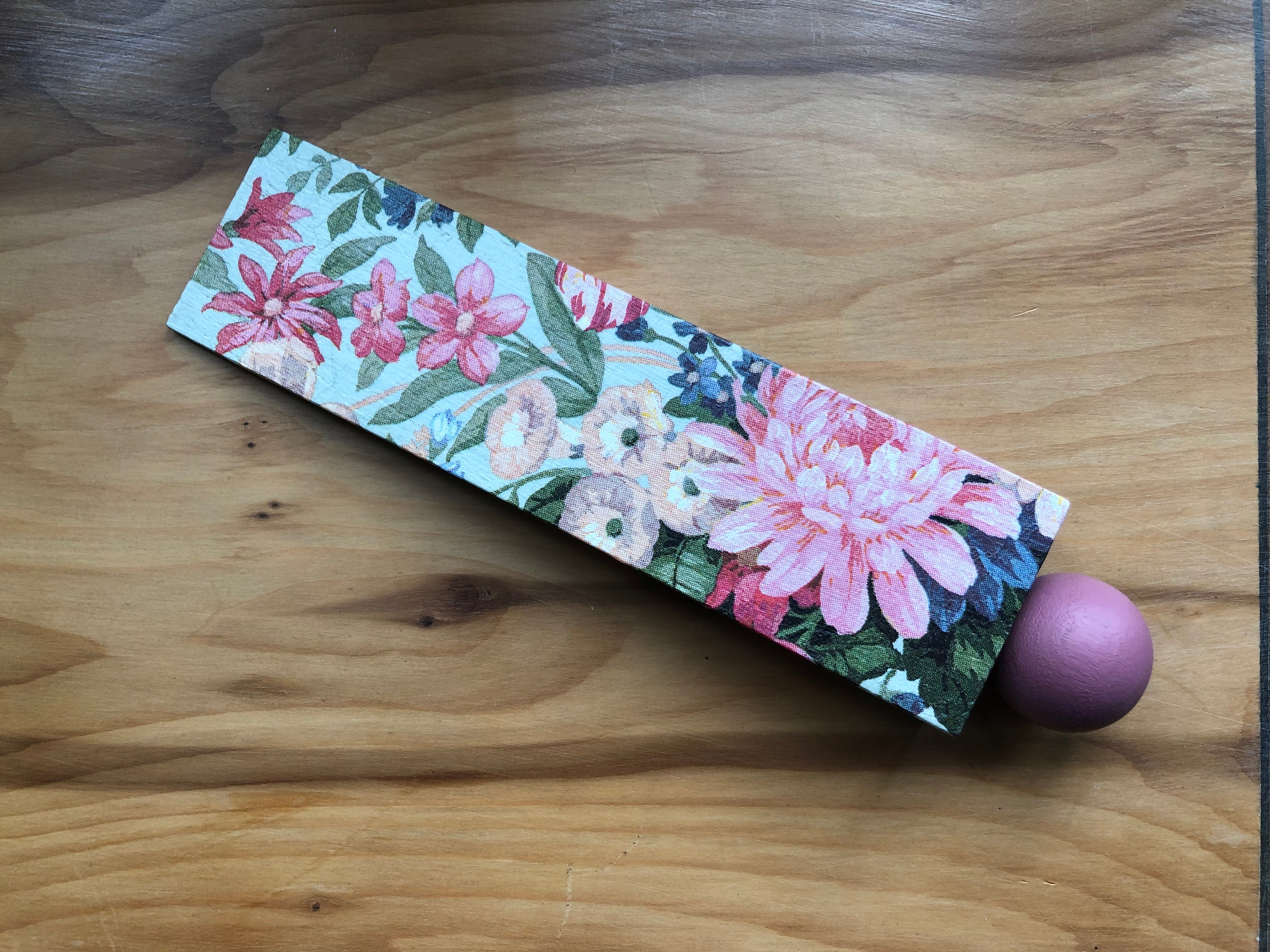 HARDWOOD DOOR WEDGE Door Stop Decorative Vintage Style Floral Etsy