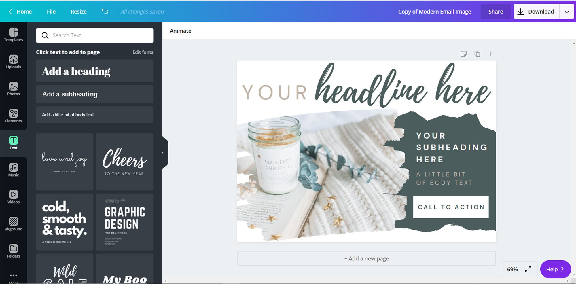 create an email template in canva