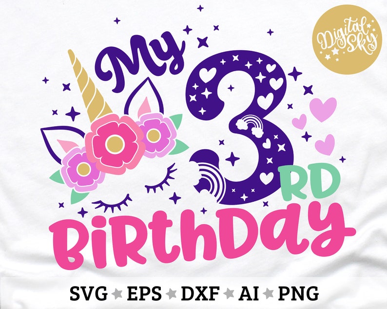 Download My 3rd Birthday Svg It's my Birthday Svg Unicorn | Etsy