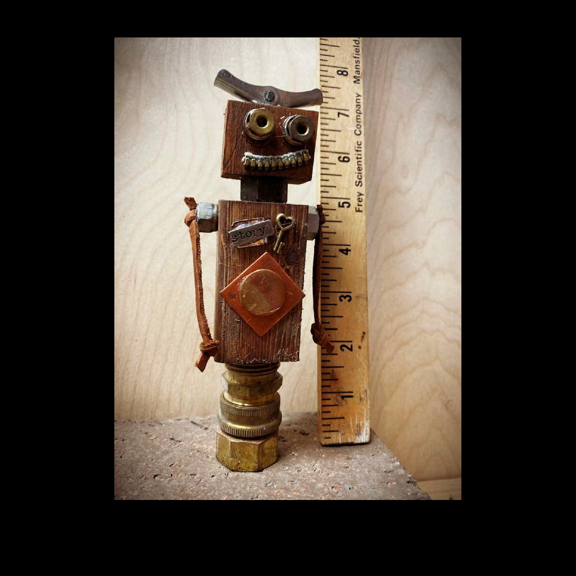 Wood Robot Key Story Robot Sculpture Office Accessory Etsy