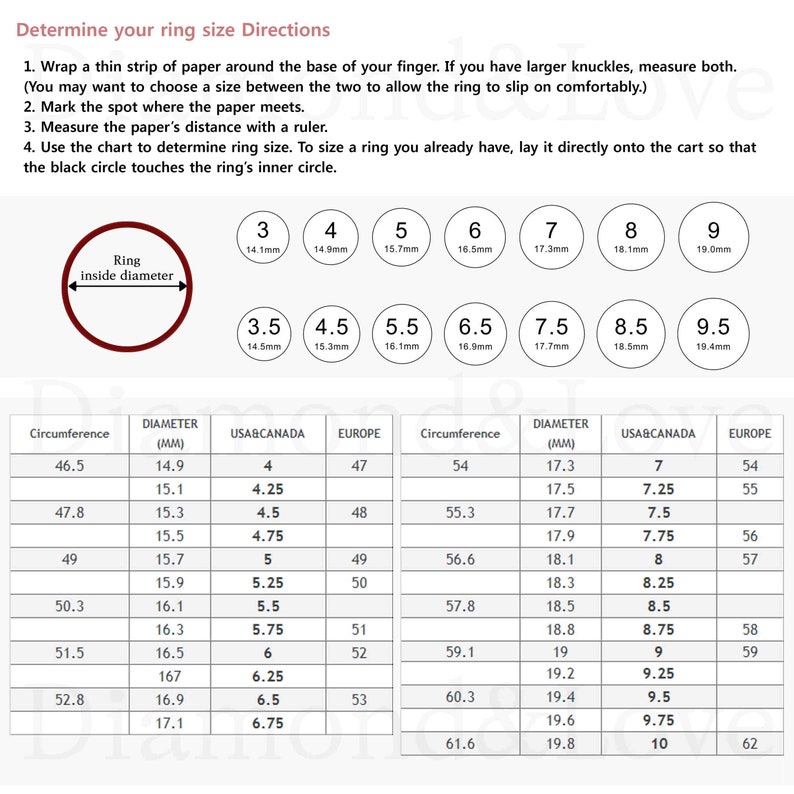 How To Measure Your Ring Size At Home Ring Size Chart Ring Etsy