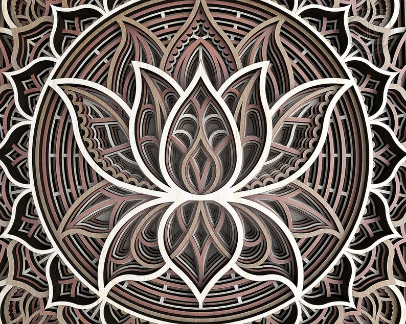 Download Lotus Flower Mandala DXF Laser Cut Square Mandala Dxf | Etsy