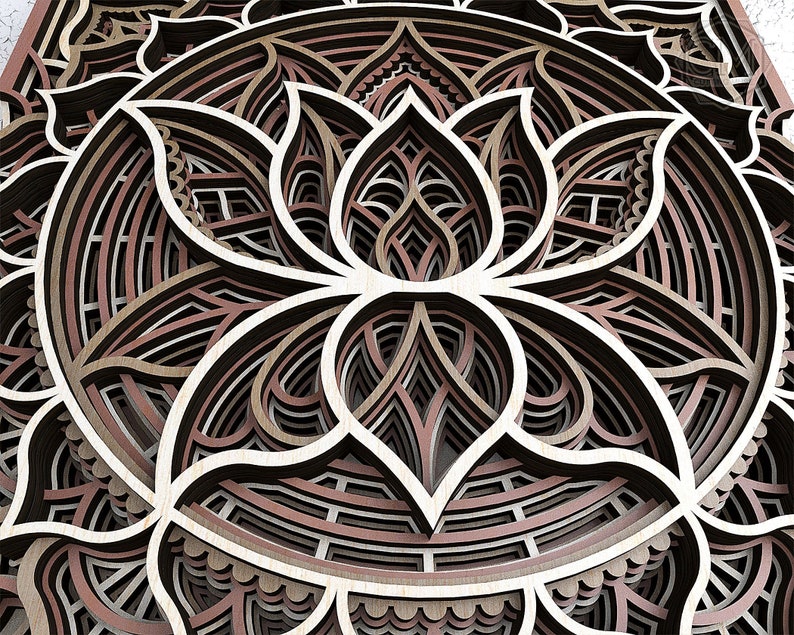 Download Lotus Flower Mandala DXF Laser Cut Square Mandala Dxf | Etsy