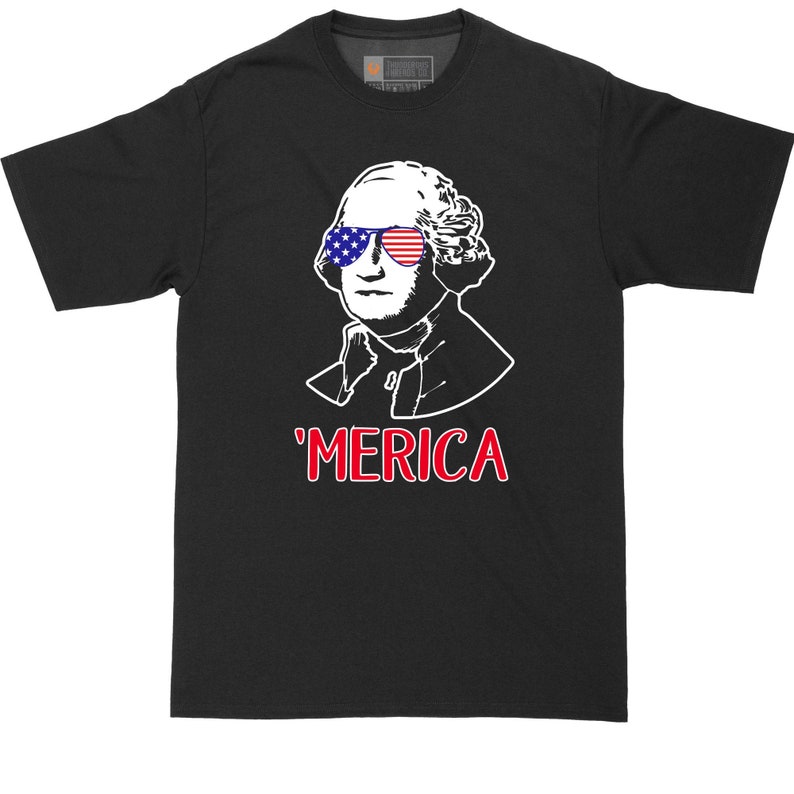 Funny  T-Shirt Graphic T-Shirt Big and Tall Men George Washington America Fourth of July