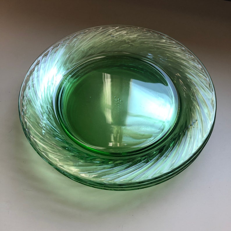Vintage Pyrex Clear Green Glass 11 Dinner Plates Set of Etsy