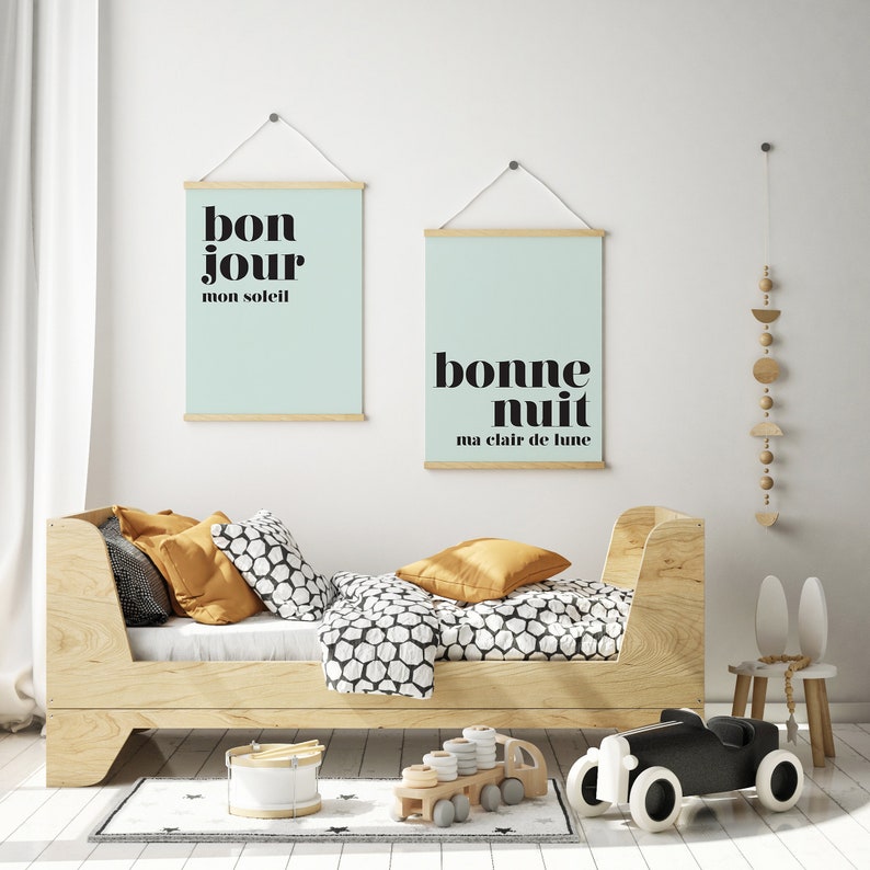 Bon Jour Printable Art Good Morning My Sunshine Goodnight My Etsy