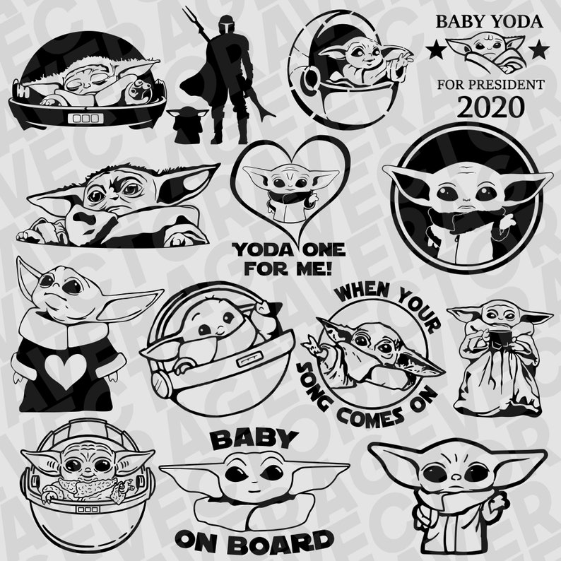 Download 15 PACK Baby Yoda Bundle Mandalorian SVG Star Wars dxf | Etsy