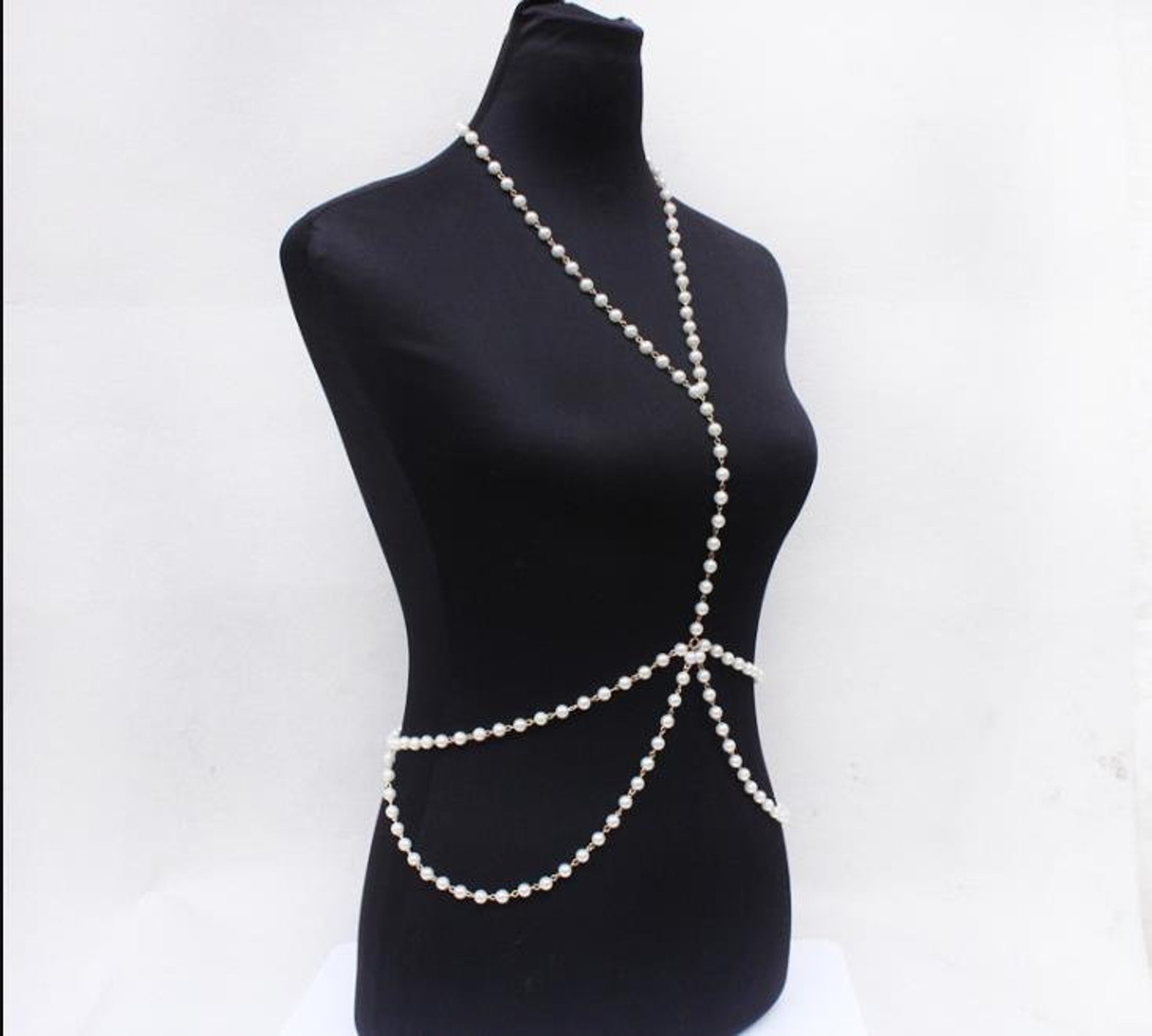 Sexy pearl body chain pearl body jewelry necklace Etsy