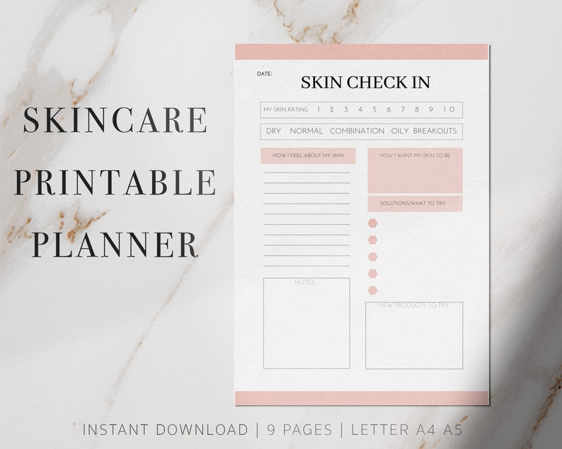 Skincare planner Skincare routine Skincare tracker Skin care | Etsy